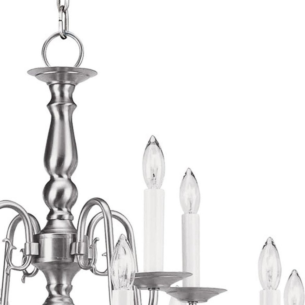Nickel Twelve Light Metal Dimmable Chandelier With Shades