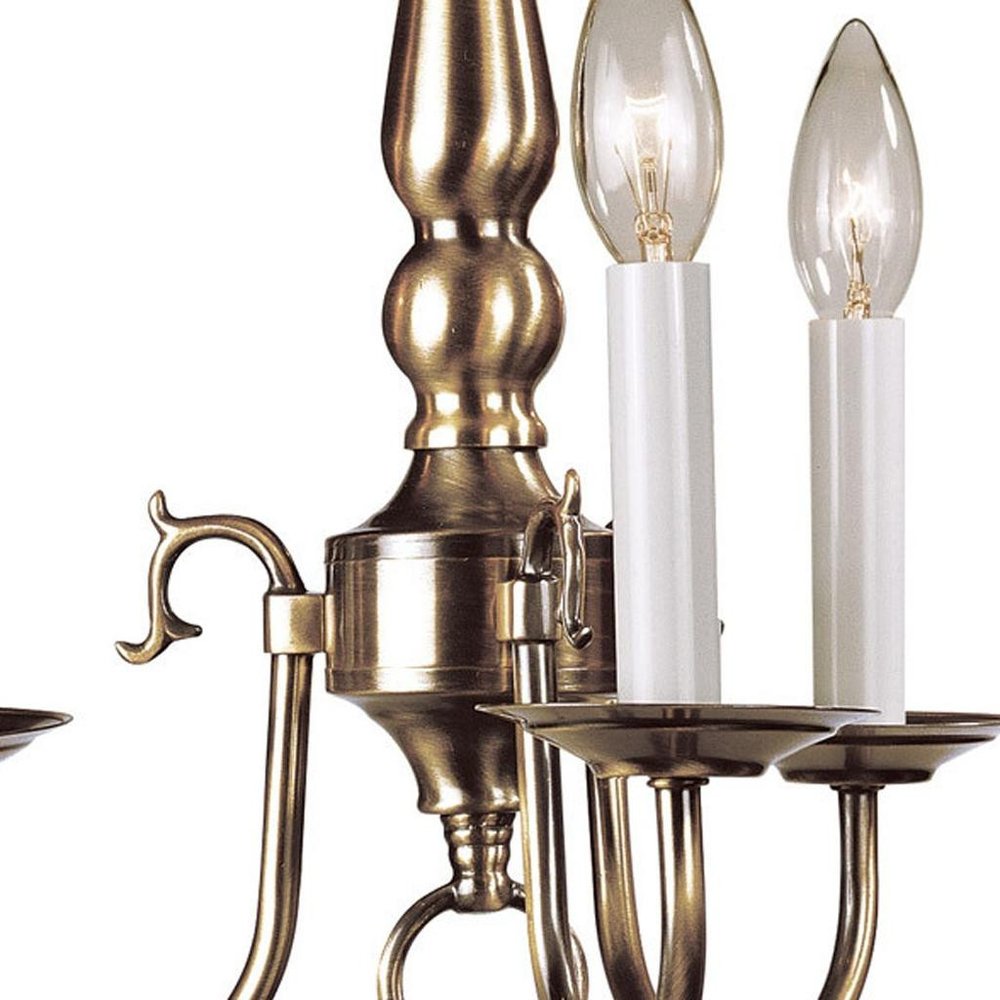Antiqued Brass Three Light Metal Dimmable Chandelier With Shades