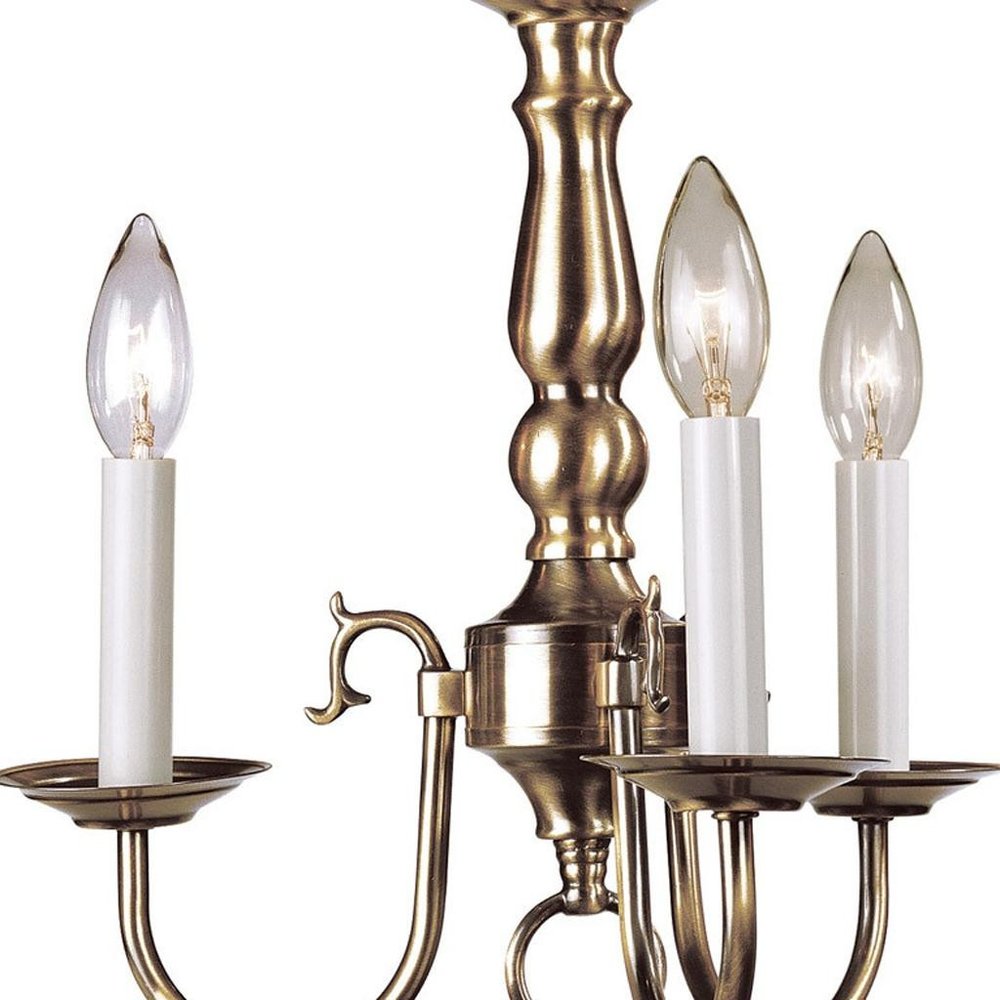 Antiqued Brass Three Light Metal Dimmable Chandelier With Shades
