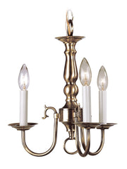 Antiqued Brass Three Light Metal Dimmable Chandelier With Shades