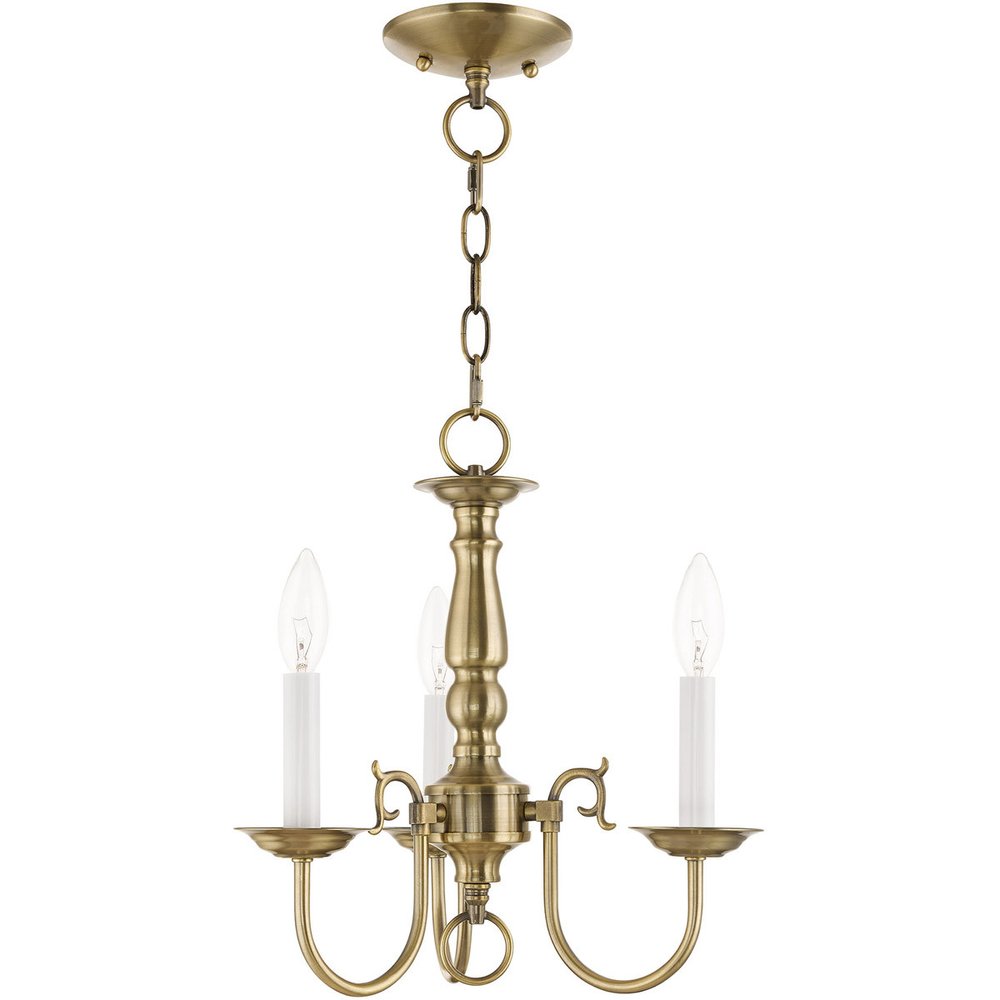 Antiqued Brass Three Light Metal Dimmable Chandelier With Shades