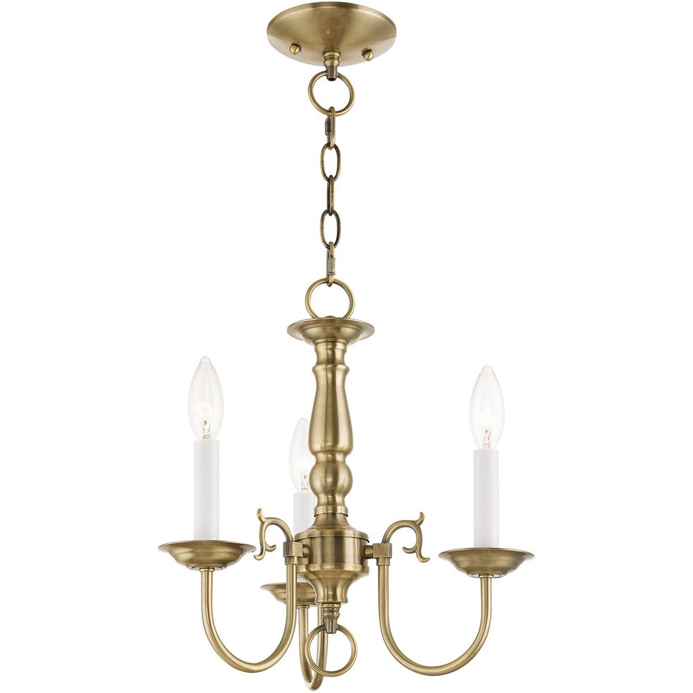 Antiqued Brass Three Light Metal Dimmable Chandelier With Shades