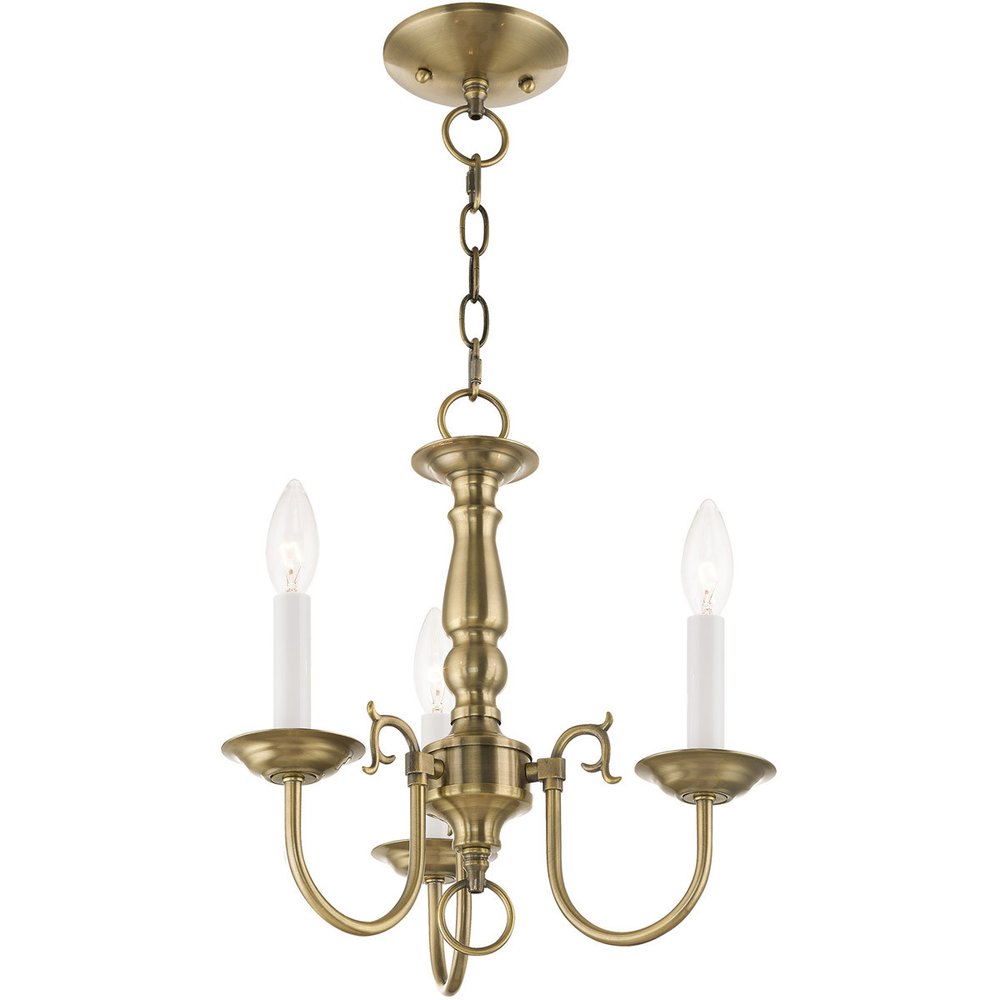 Antiqued Brass Three Light Metal Dimmable Chandelier With Shades