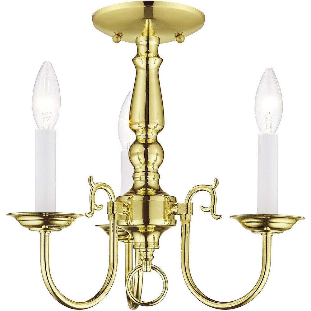 Brass Three Light Metal Dimmable Chandelier With Shades