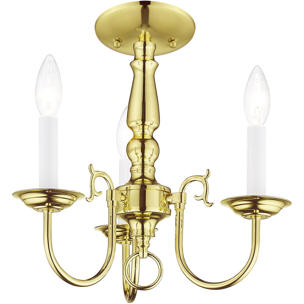 Brass Three Light Metal Dimmable Chandelier With Shades