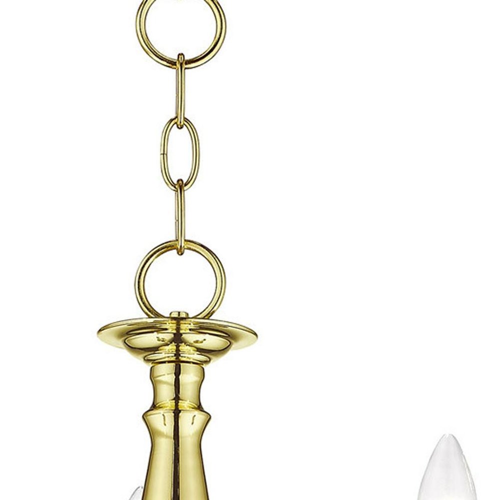 Brass Three Light Metal Dimmable Chandelier With Shades