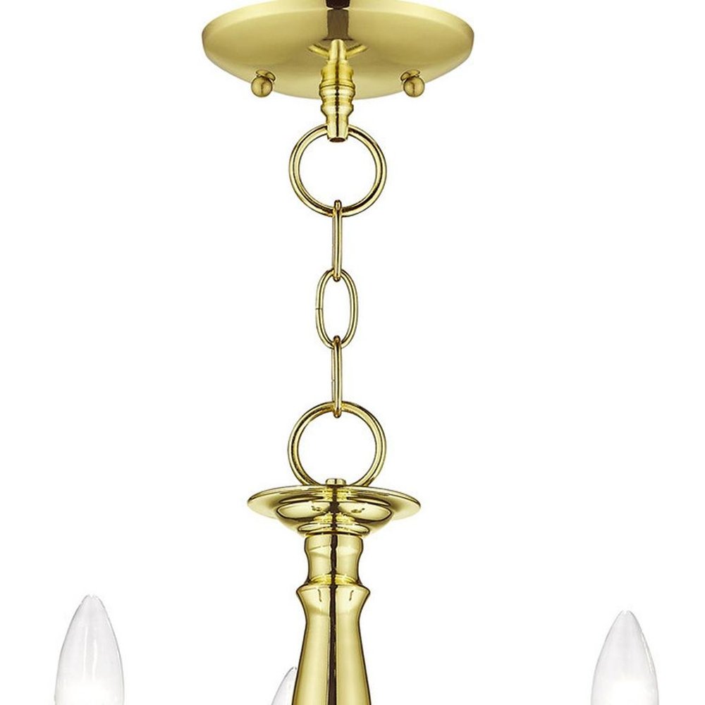 Brass Three Light Metal Dimmable Chandelier With Shades