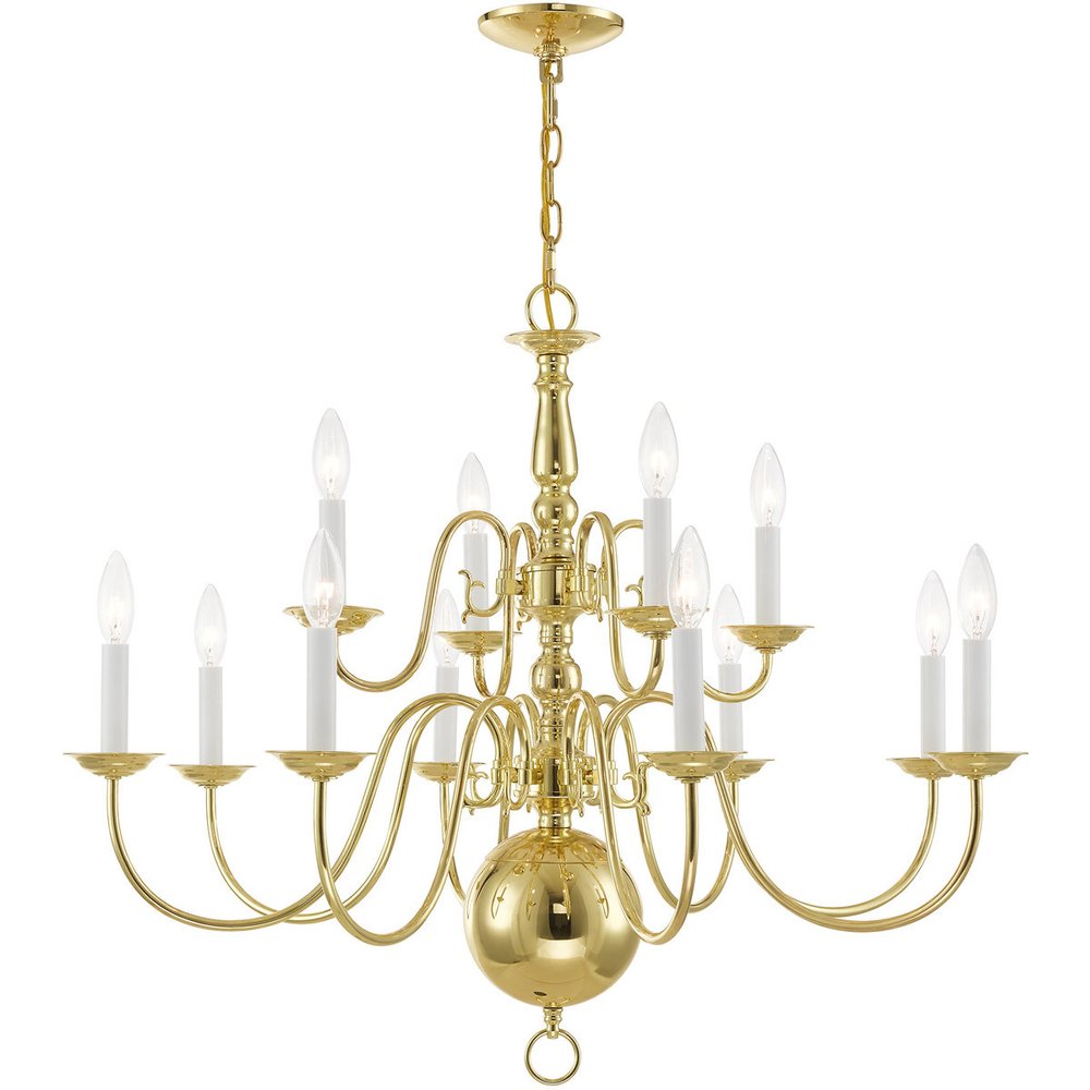 Brass Twelve Light Metal Dimmable Chandelier With Shades