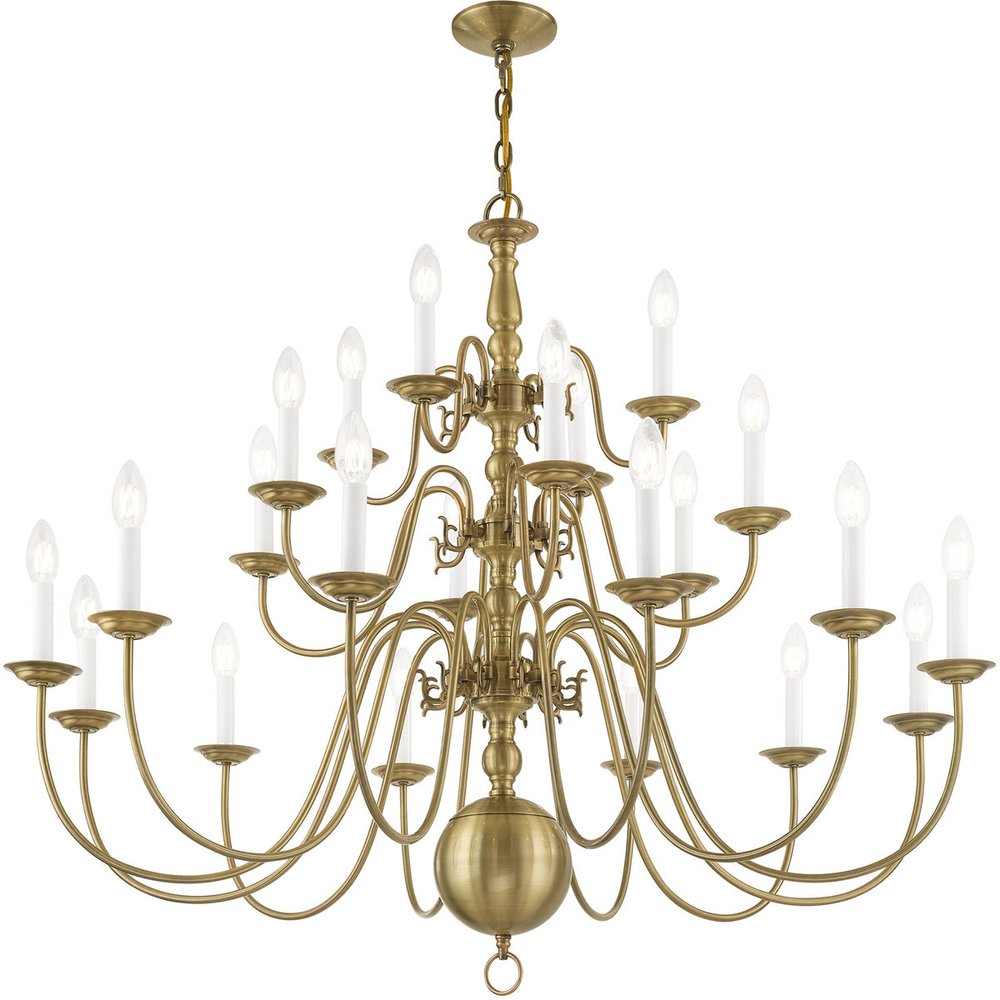 Antiqued Brass Multi Light Metal Dimmable Chandelier With Shades