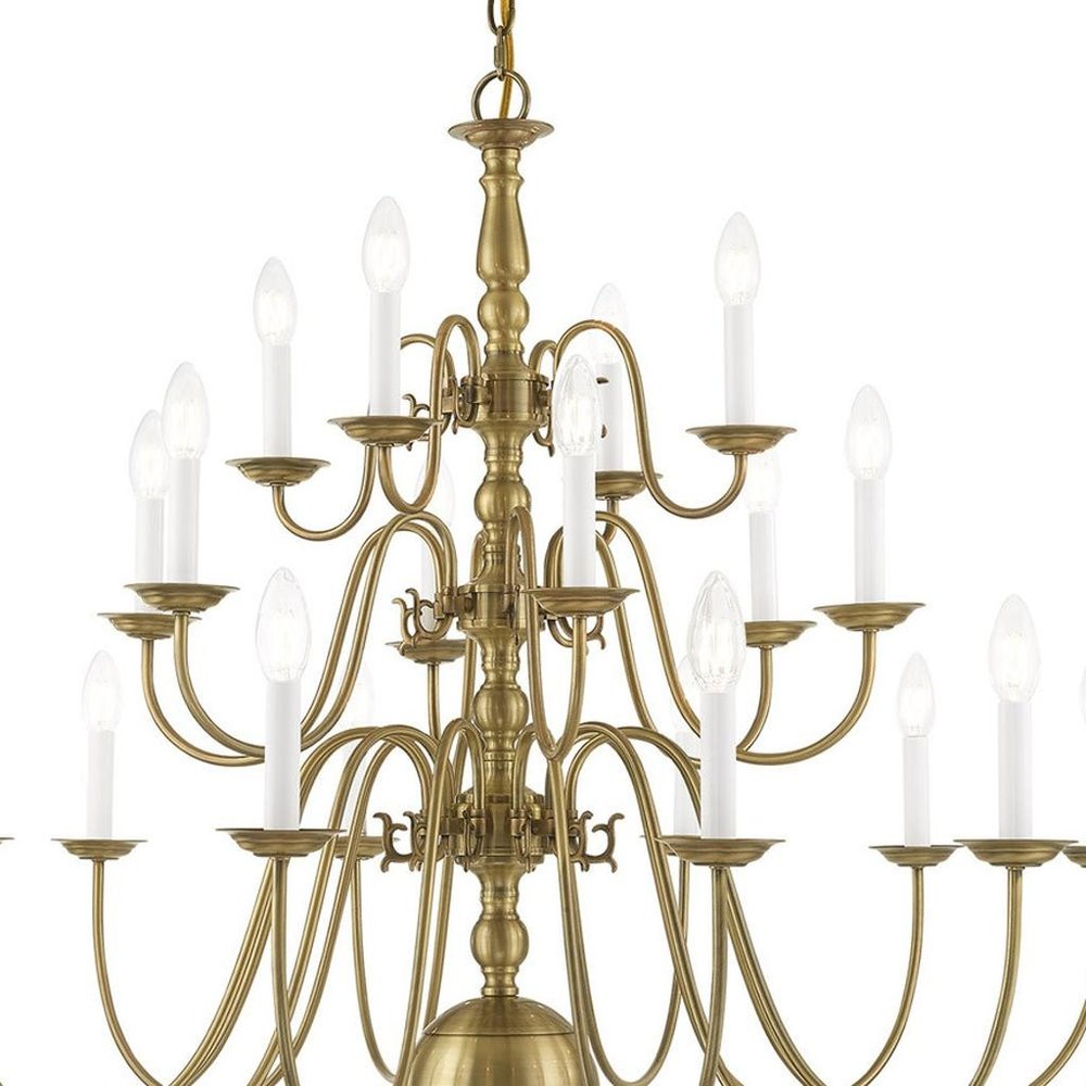 Antiqued Brass Multi Light Metal Dimmable Chandelier With Shades