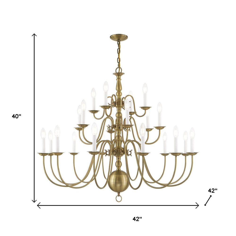 Antiqued Brass Multi Light Metal Dimmable Chandelier With Shades