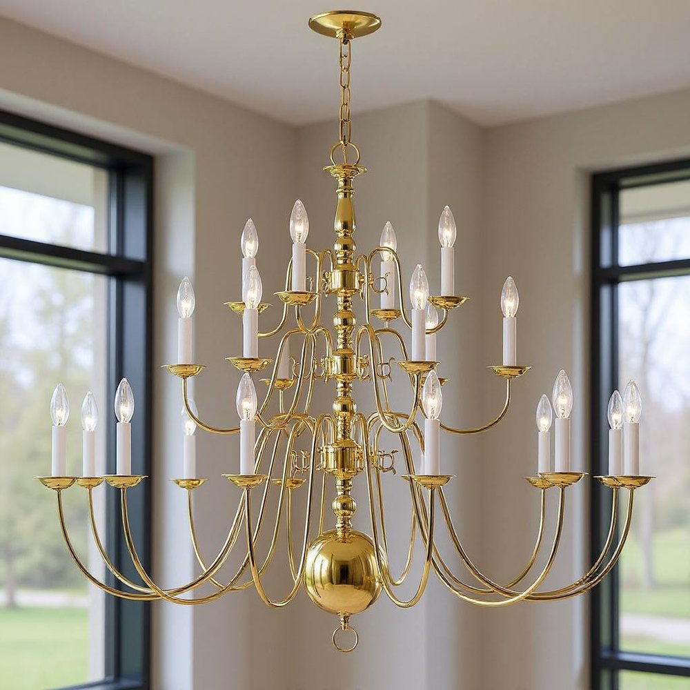 Brass Multi Light Metal Dimmable Chandelier With Shades