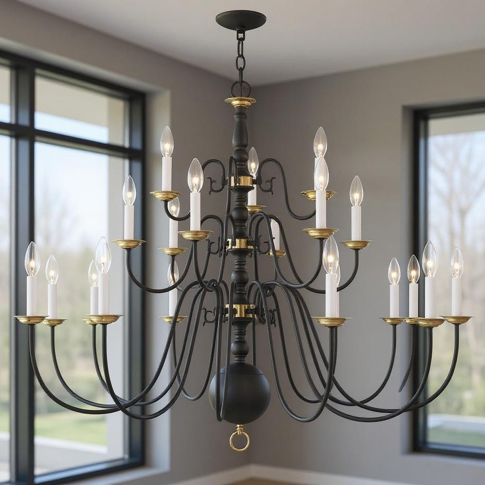 Black Multi Light Metal Dimmable Chandelier With Shades