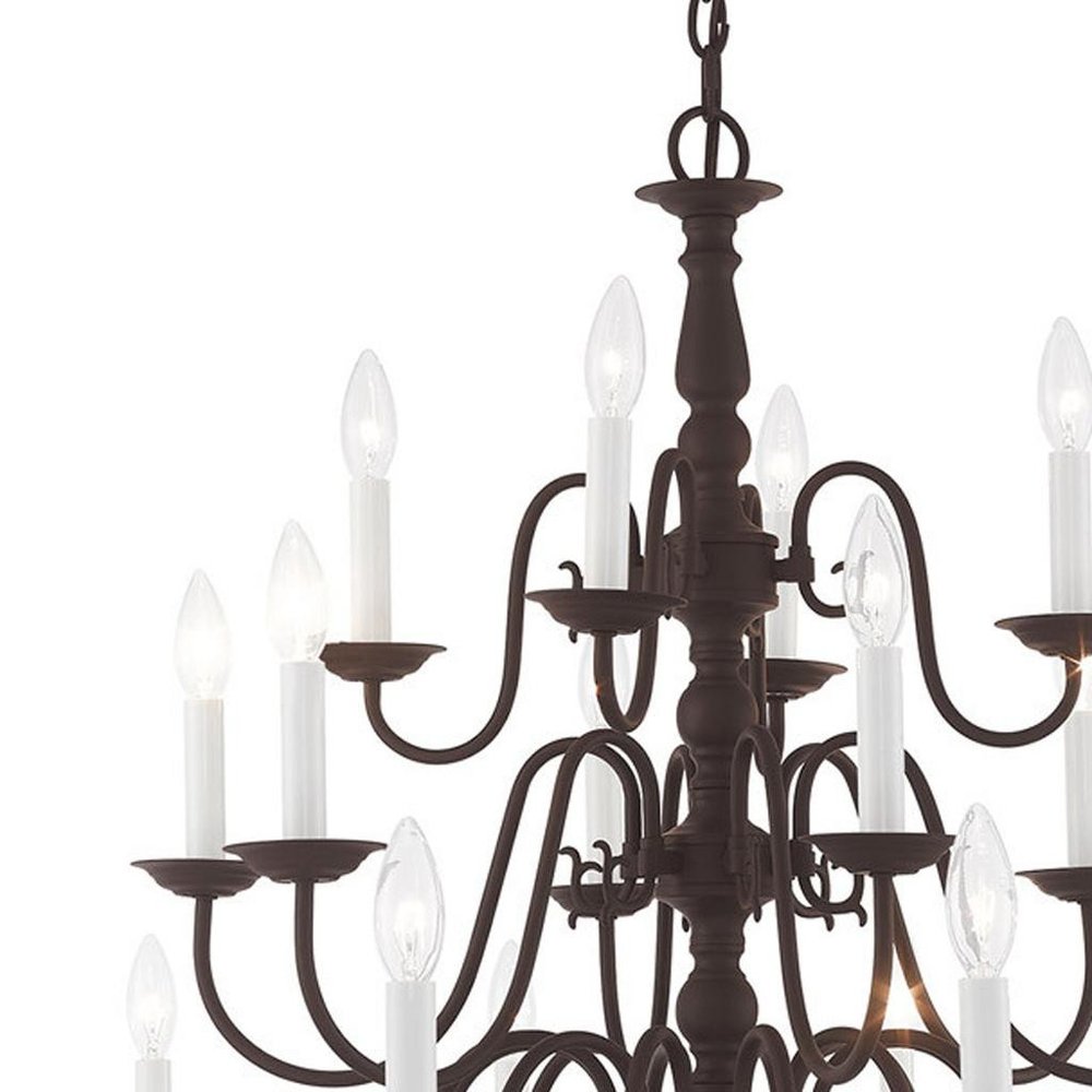 Bronze Multi Light Metal Dimmable Chandelier With Shades