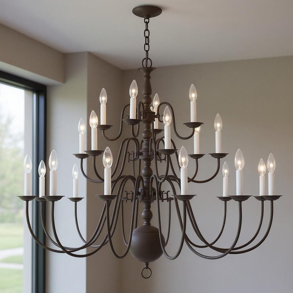 Bronze Multi Light Metal Dimmable Chandelier With Shades
