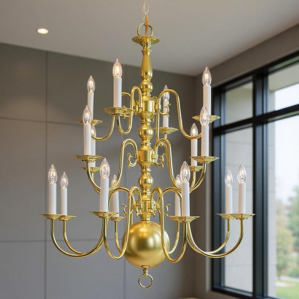 Brass Multi Light Metal Dimmable Chandelier With Shades