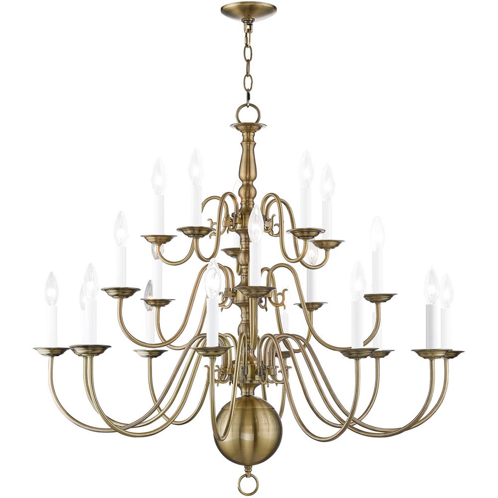 Antiqued Brass Multi Light Metal Dimmable Chandelier With Shades
