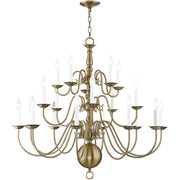 Antiqued Brass Multi Light Metal Dimmable Chandelier With Shades