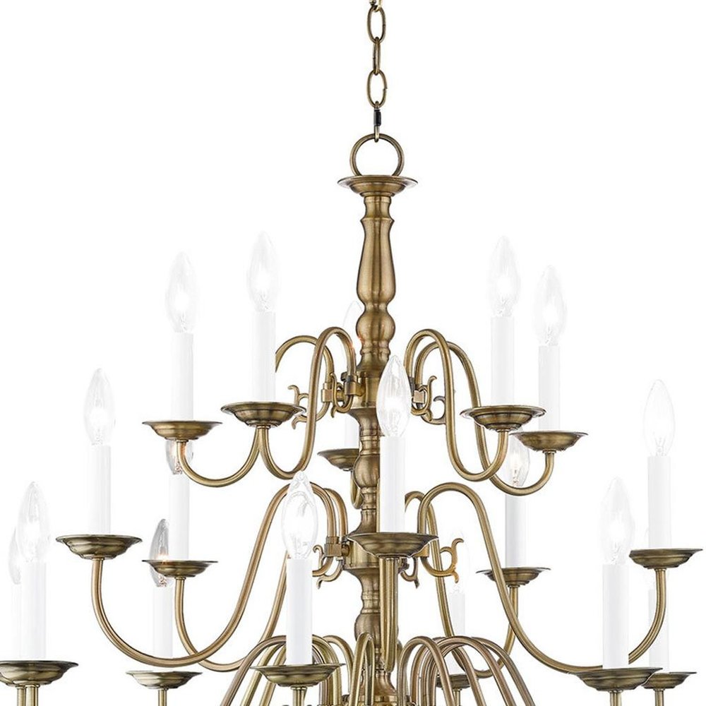 Antiqued Brass Multi Light Metal Dimmable Chandelier With Shades