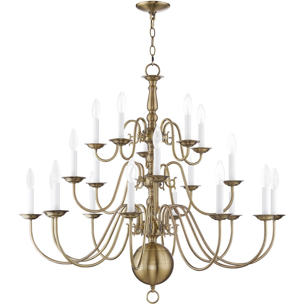 Antiqued Brass Multi Light Metal Dimmable Chandelier With Shades