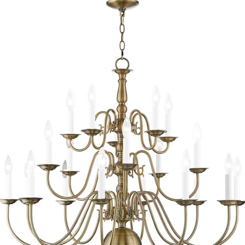 Antiqued Brass Multi Light Metal Dimmable Chandelier With Shades