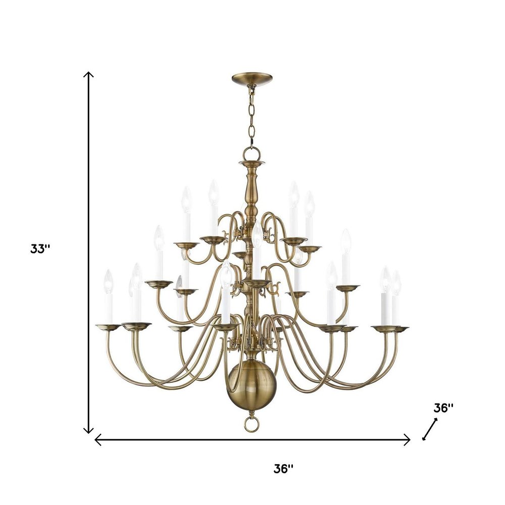 Antiqued Brass Multi Light Metal Dimmable Chandelier With Shades