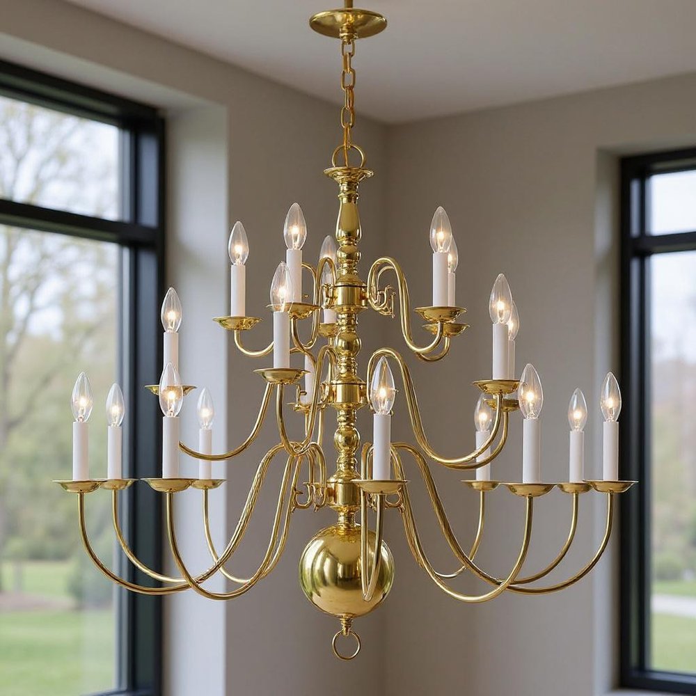 Brass Multi Light Metal Dimmable Chandelier With Shades