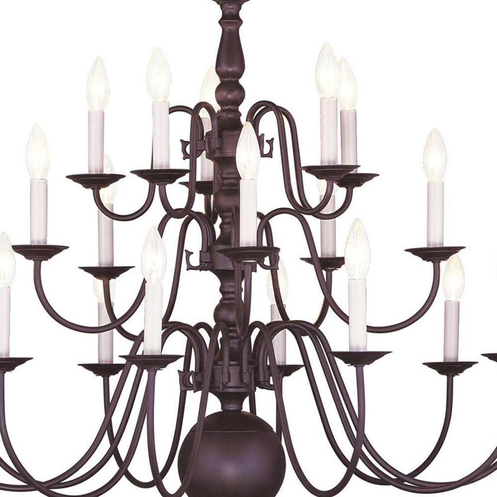 Bronze Multi Light Metal Dimmable Chandelier With Shades