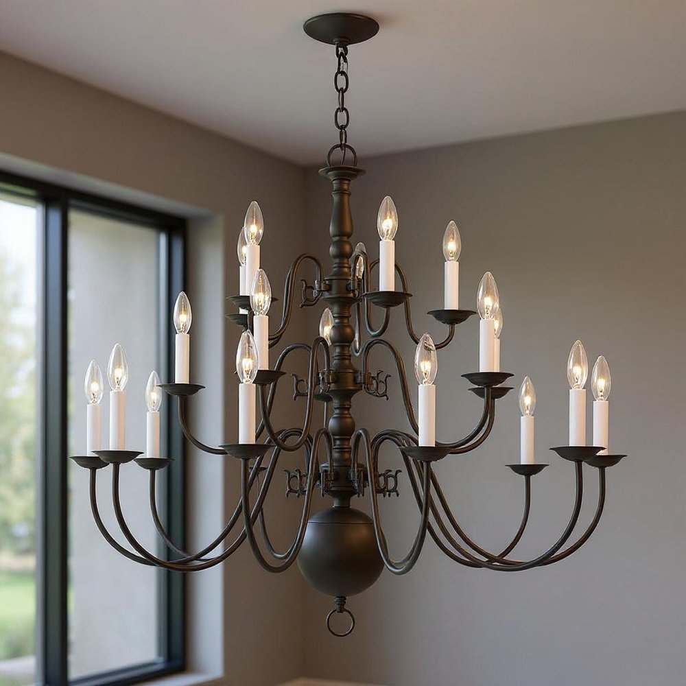 Bronze Multi Light Metal Dimmable Chandelier With Shades