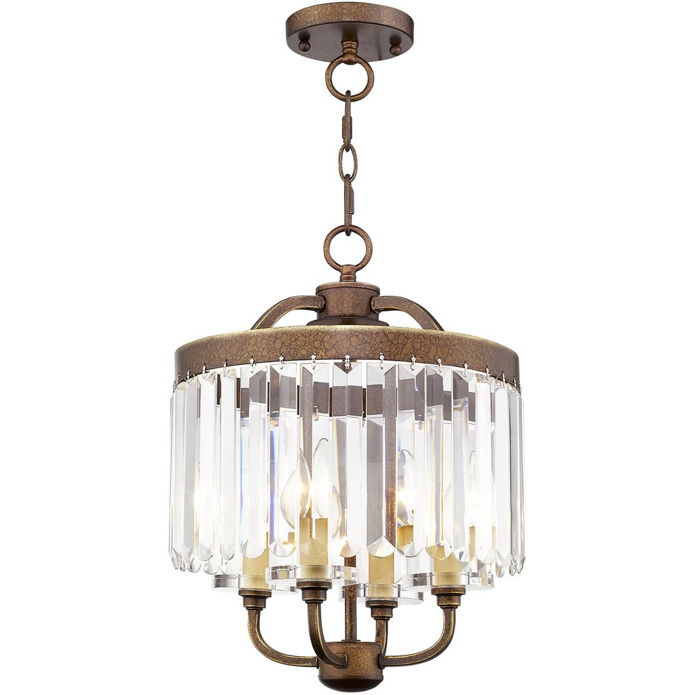 Bronze Four Light Metal Dimmable Chandelier With Shades