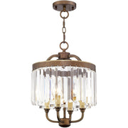 Bronze Four Light Metal Dimmable Chandelier With Shades