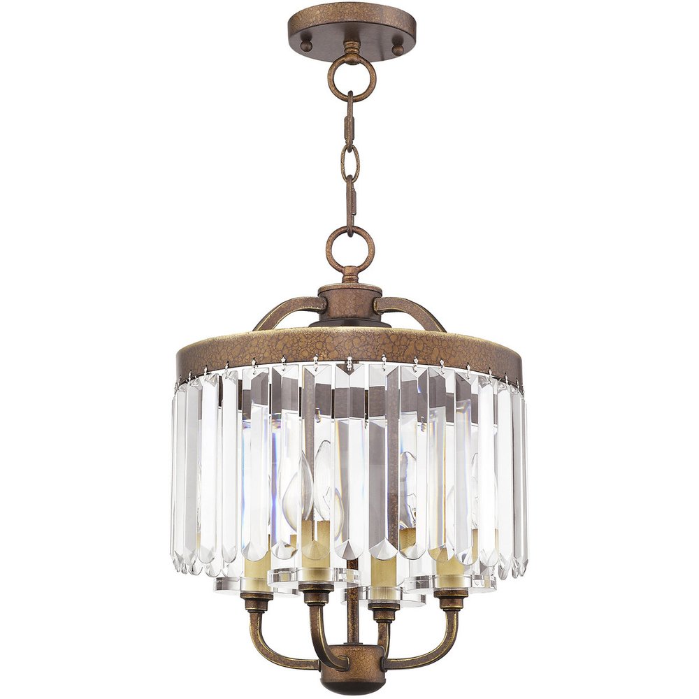 Bronze Four Light Metal Dimmable Chandelier With Shades