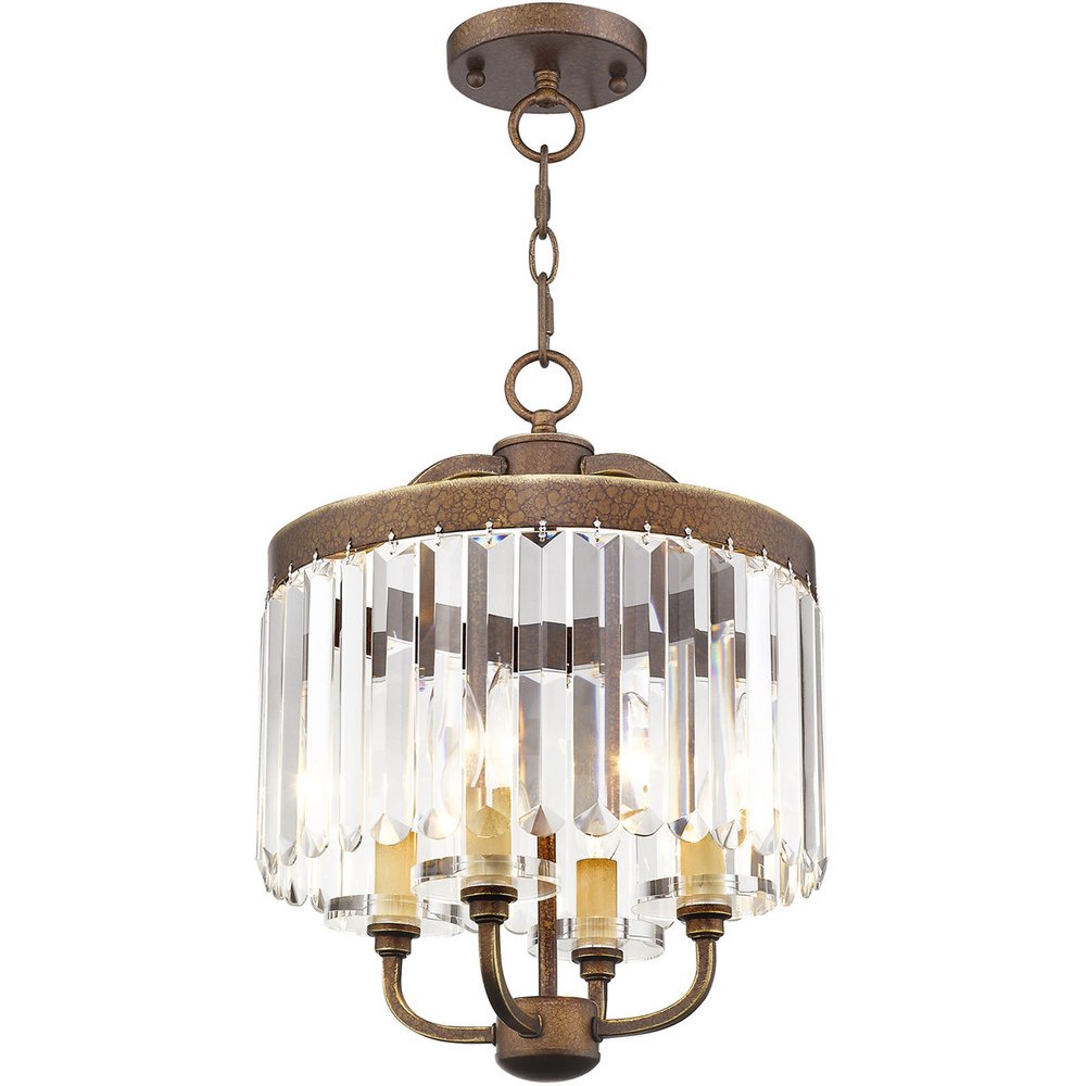 Bronze Four Light Metal Dimmable Chandelier With Shades
