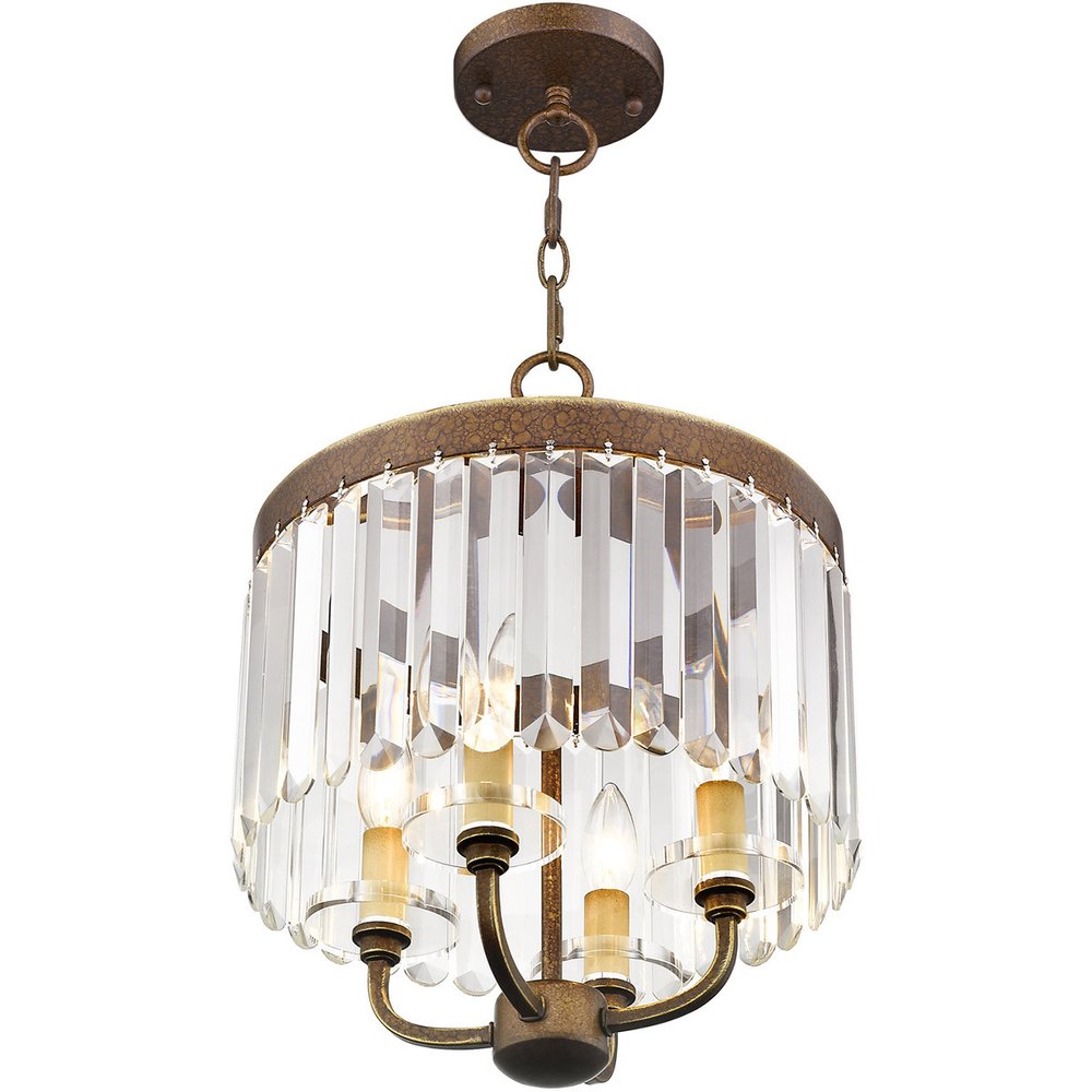 Bronze Four Light Metal Dimmable Chandelier With Shades