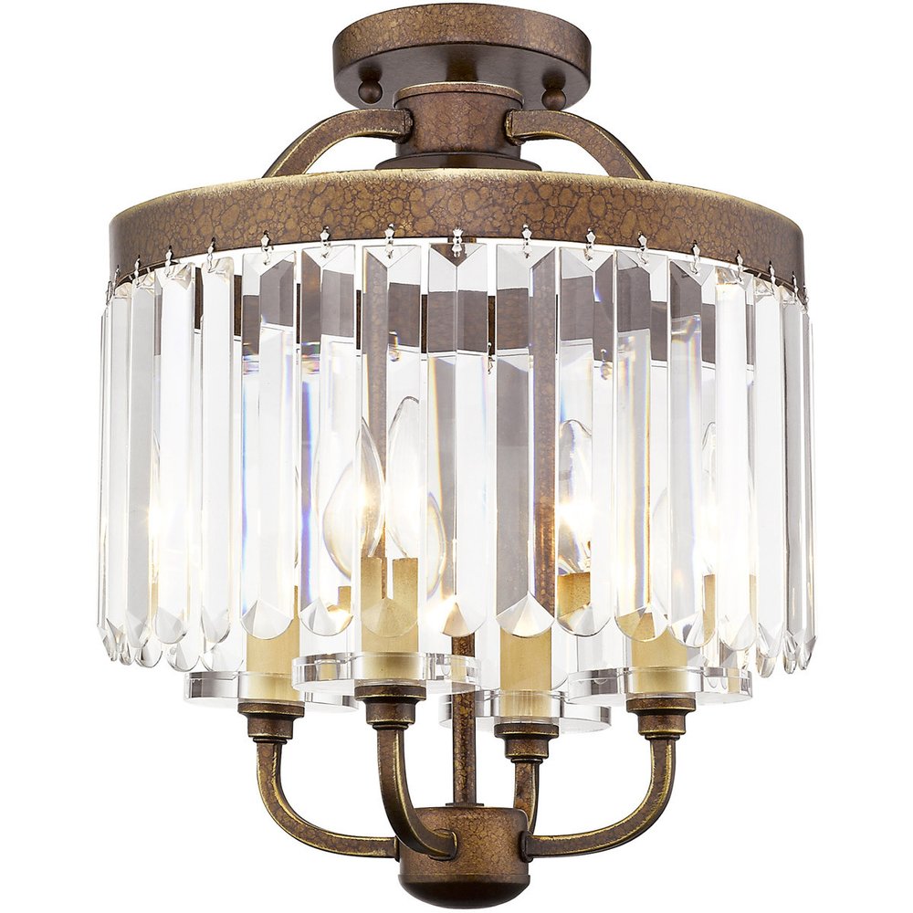 Bronze Four Light Metal Dimmable Chandelier With Shades