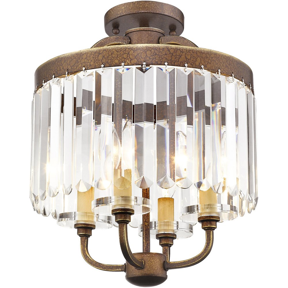 Bronze Four Light Metal Dimmable Chandelier With Shades