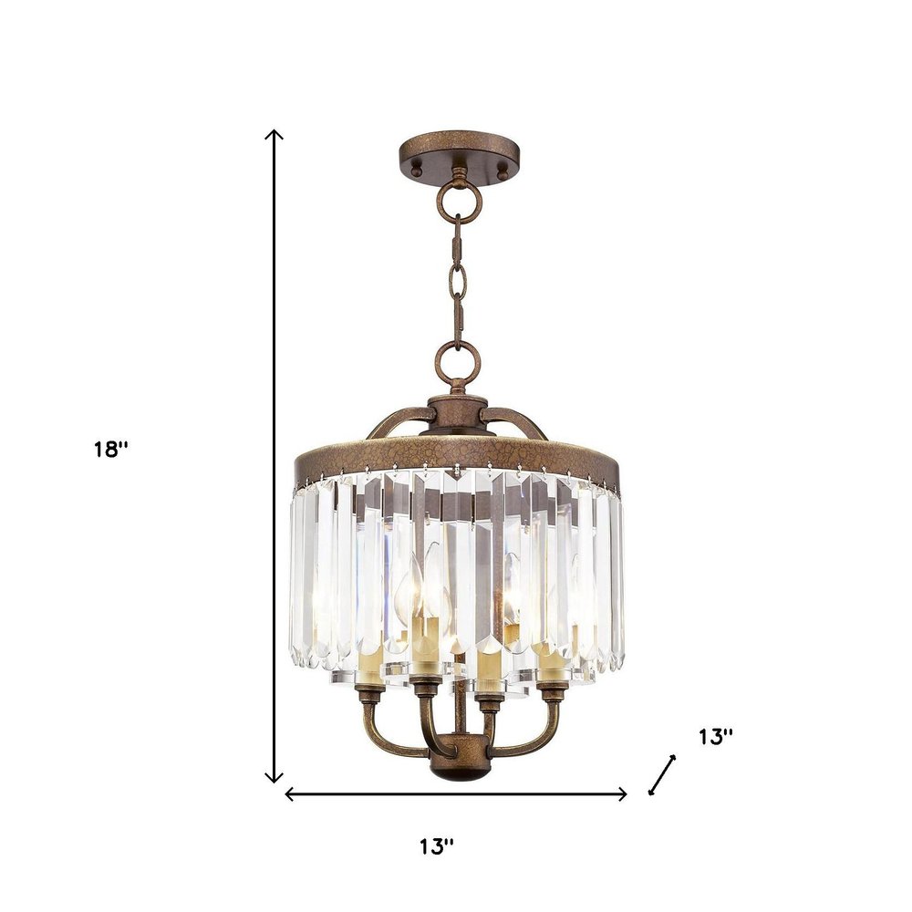 Bronze Four Light Metal Dimmable Chandelier With Shades