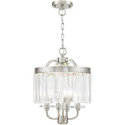 Nickel Four Light Metal Dimmable Chandelier With Shades