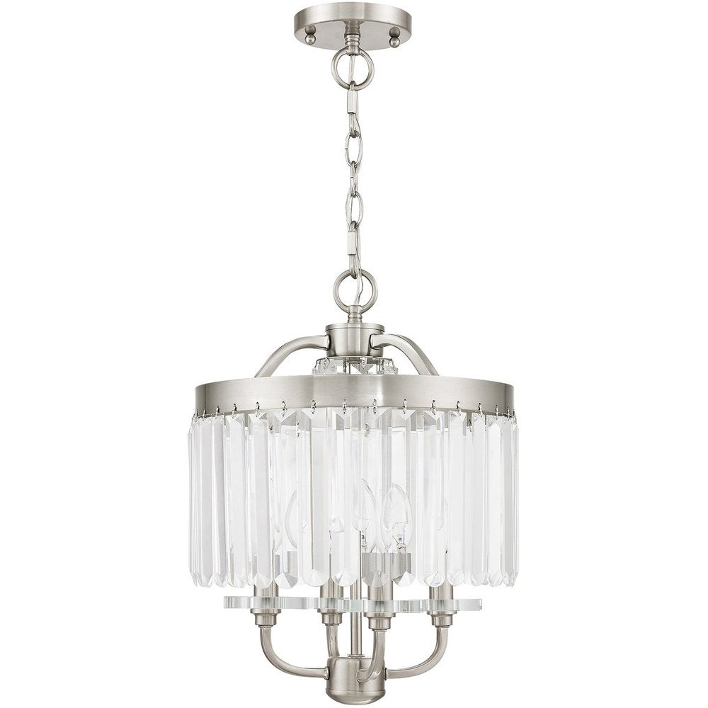 Nickel Four Light Metal Dimmable Chandelier With Shades