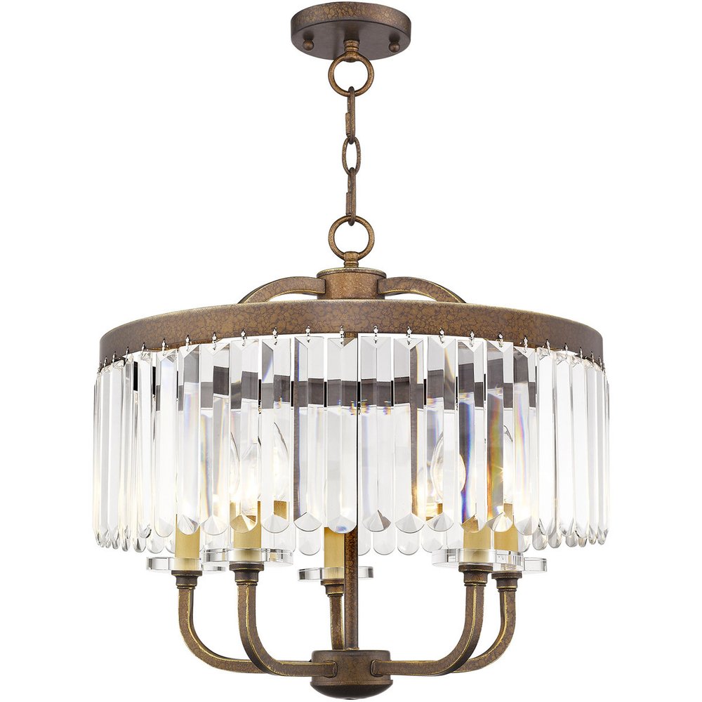 Bronze Five Light Metal Dimmable Chandelier With Shades