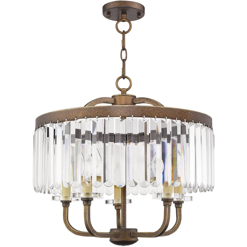Bronze Five Light Metal Dimmable Chandelier With Shades