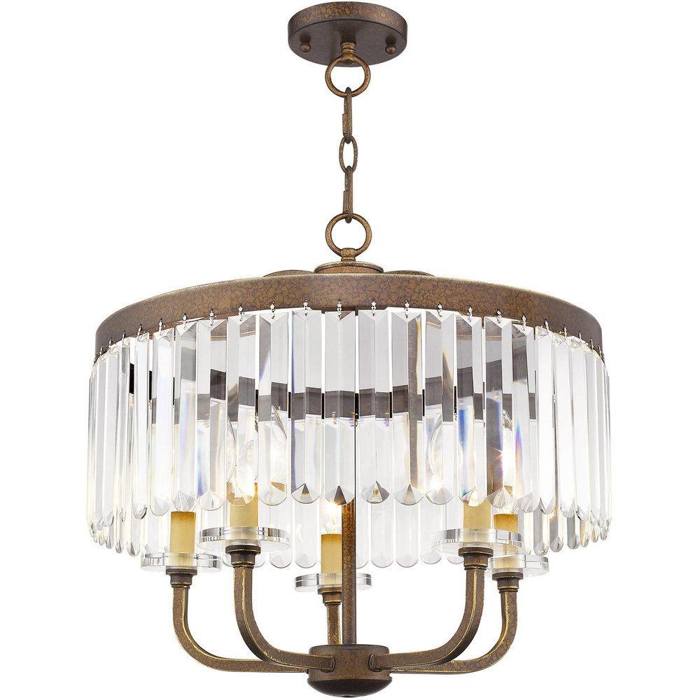 Bronze Five Light Metal Dimmable Chandelier With Shades