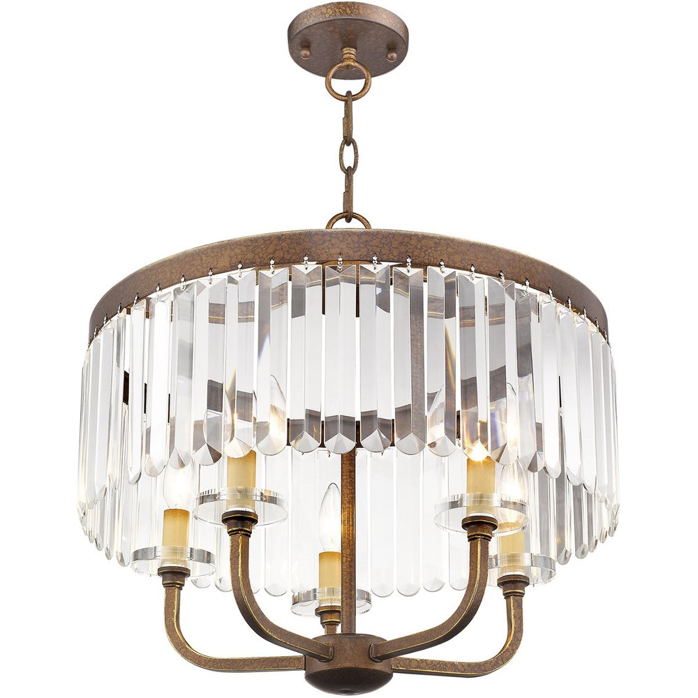 Bronze Five Light Metal Dimmable Chandelier With Shades