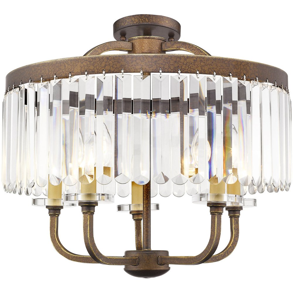 Bronze Five Light Metal Dimmable Chandelier With Shades