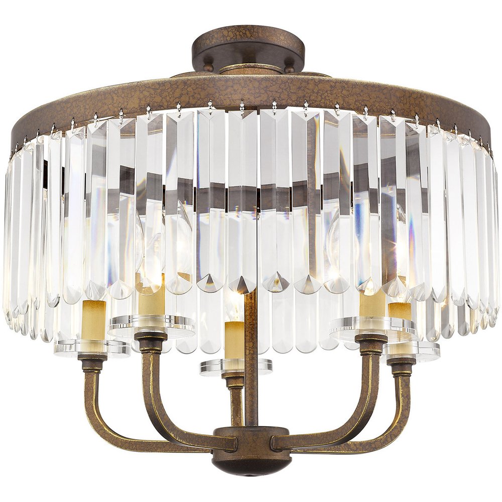 Bronze Five Light Metal Dimmable Chandelier With Shades