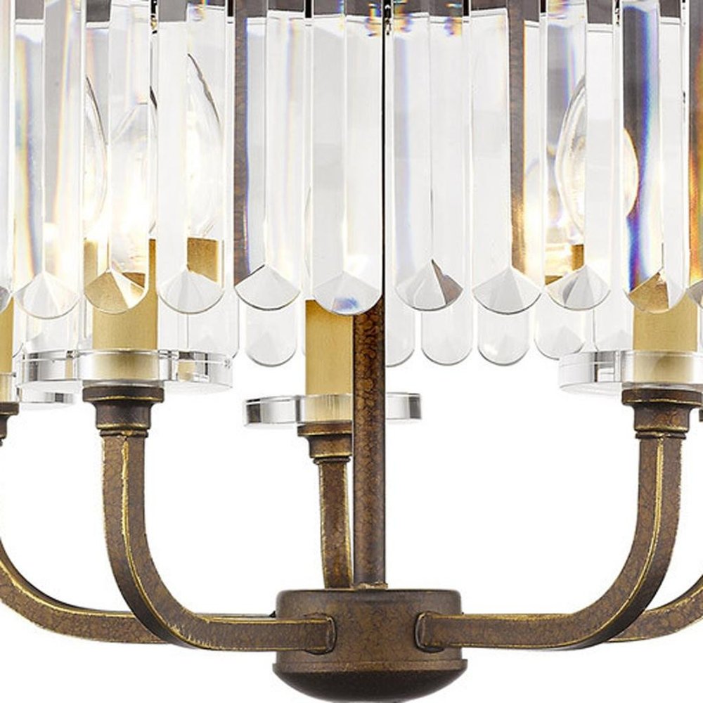 Bronze Five Light Metal Dimmable Chandelier With Shades
