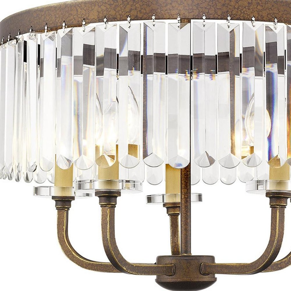 Bronze Five Light Metal Dimmable Chandelier With Shades