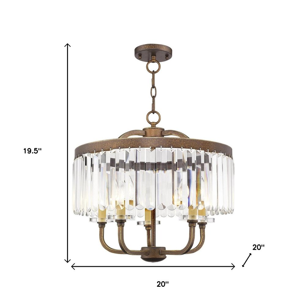 Bronze Five Light Metal Dimmable Chandelier With Shades