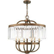 Bronze Six Light Metal Dimmable Chandelier With Shades
