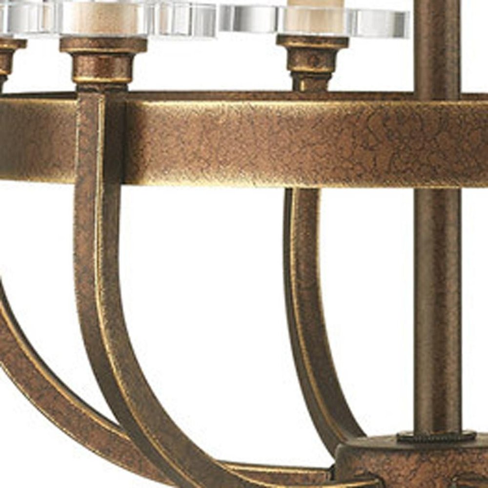 Bronze Six Light Metal Dimmable Chandelier With Shades